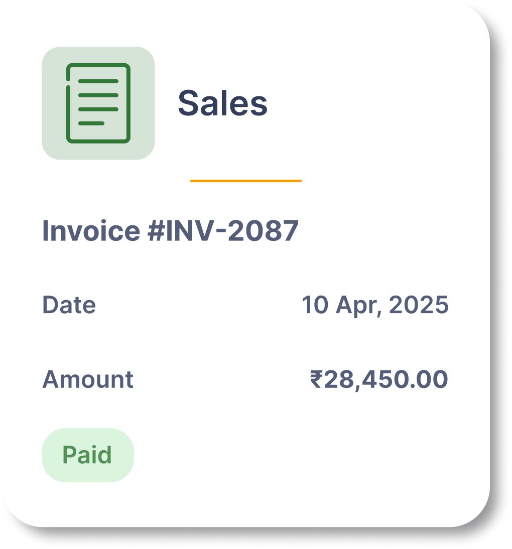 Sales invoice #INV-2087 marked paid
