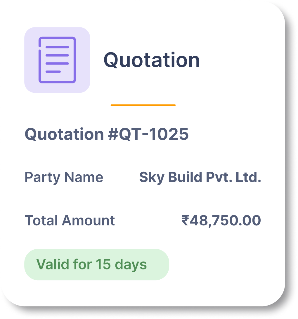 Quotation summary card